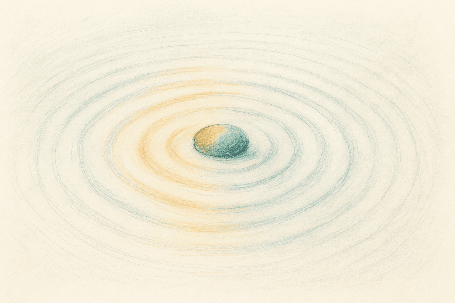 Graphite ripple waves radiating from a quiet central seed—symbolizing Amy van Aarle's expanding influence through brand strategy and clarity.