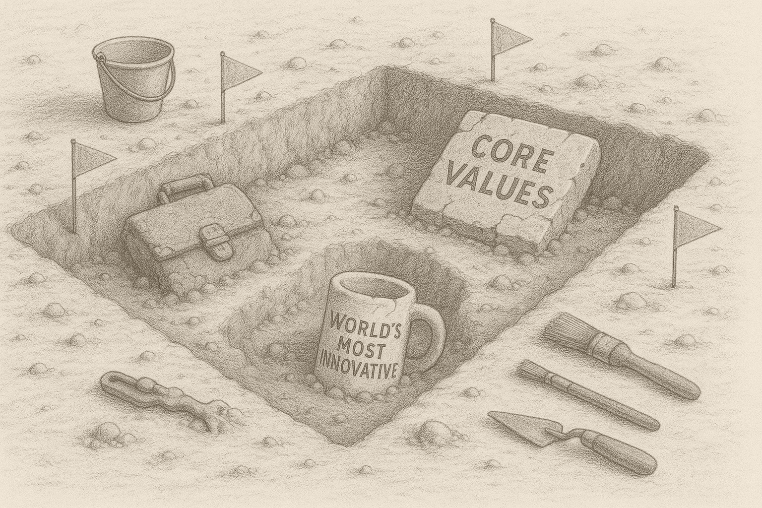 Excavation site unearths outdated brand elements during AI brand audit